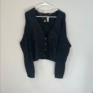 Mahina Black Cropped Cardigan Sweater